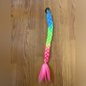 Rainbow festival hair braid tie handmade